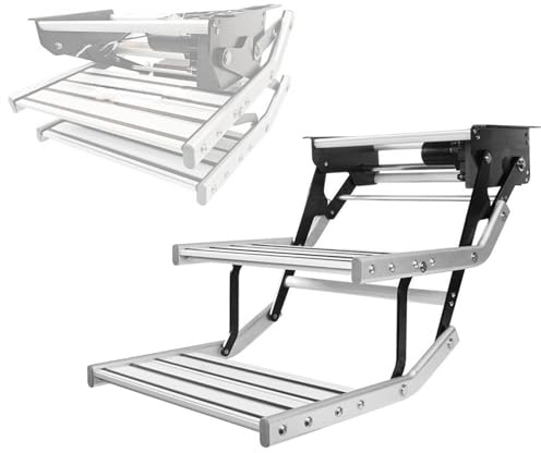 Steps2Step Marchepieds électriques rétractables pour camping-car 12 V Design pliable Capacité de 200 kg Antidérapant pour entrée/sortie sûre, idéal pour les camping-cars, remorques, camping-cars