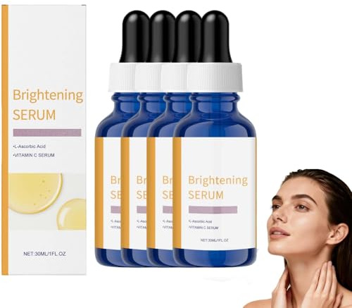 Sérum visage à la vitamine C - Sérum formulé éclaircissant à la vitamine C, solution gel anti-âge pour peaux sèches et ternes, hydratant pour réduire les rides et les taches Brunes (4PCS)