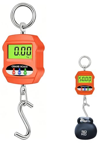 Herbst Báscula digital colgante con pantalla LCD (300 kg) | Báscula de pesca para industria, agricultura y caza