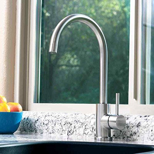 Modern Kitchen Sink Mono Bloc Single Lever Swivel Spout Hot and Cold Mixer Tap (Brushed Steel SUS304)