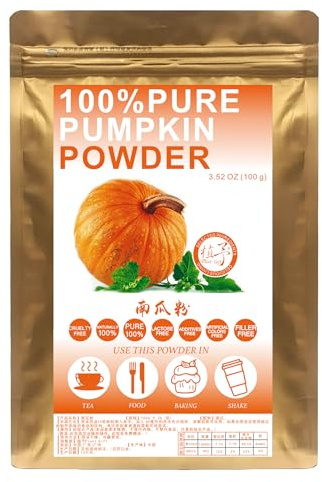 Plant Gift 100% Pure Pumpkin Powder 南瓜粉 Polvo natural, excelente sabor para bebidas, batidos, yogur, horneado, galletas, pasteles y bebidas, polvo no GM - sin relleno, sin aditivos 100g / 3.25oz