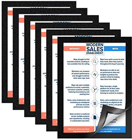 Bilderrahmen mit magnetischer Rückseite, A4, für Briefe / Papier / Ordner / Dokumente / Posterhalter 12-Pcs A4-black