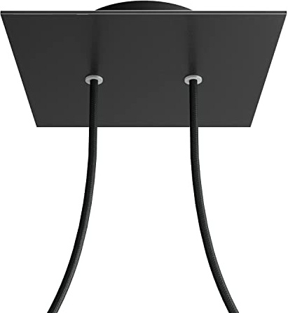 creative cables - Quadratisches 2-Loch und 4 Seitenlöchern Lampenbaldachin, Rose-One-Abdeckung, 200 mm - Mattschwarz, Schwarz