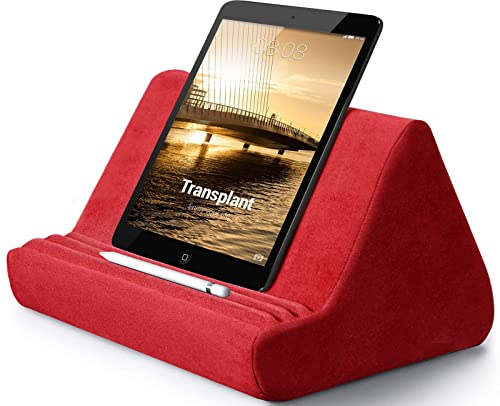Weiches Tablet-Ständerkissen mit Tasche, Tablet-Kissenständer, verstellbarer 3 Betrachtungswinkel, fauler Halter für Bettsofa, kompatibel mit iPads, Tablets, eReaders, Bücher, Zeitschriften