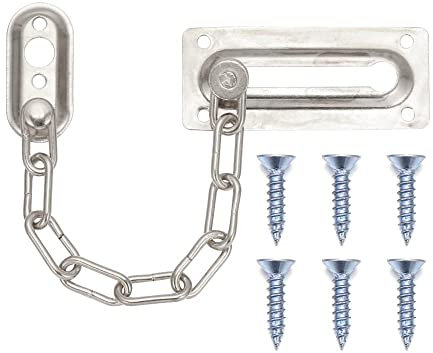 EYCFSJ Türriegel 2Pcs Sicherheit Türkette Messing Rutschheber Langlebige Türriegel Starke Sicherheitsschutz Hardware Restriktor Schloss Riegel Rutsche Silber