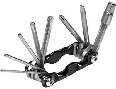 LogiLink WZ0071 Mini Outil Pliant 9 en 1 Outillage Accessoire Vélo avec Clé Allen 2/2,5/3/4/5/6/8 mm, PH1 Cruciforme, Tournevis Plat (1,0 x 5 mm)