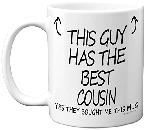 Stuff4 This Guy Has The Best Cousin Mug, Christmas Day Presents | Cousin Gifts, 11oz Ceramic Dishwasher Safe Coffee Mugs, Gifts for Birthday, Secret Santa, Premium Cup Made in UK