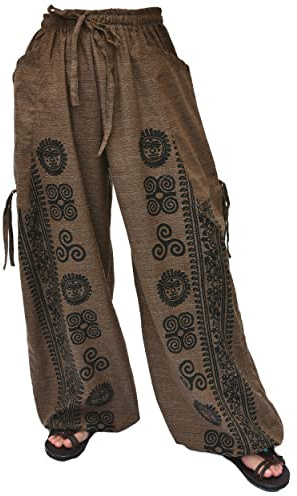 Siamrose Casual Yoga Harem Pants Men Women Baggy Lounge Trousers, 2 Pockets Adjustable Length Brown