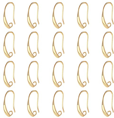 SUPERFINDINGS 40Pezzi Ganci per Orecchini in Ottone Placcato Oro 18K con Leva Posteriore Orecchini da 19x10x2mm Creare Risultati con Anello per La Creazione Gioielli Fai da Te Foro:2mmAgo:1mm