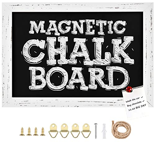 Okydoky Magnetische Kreidetafel mit Holzrahmen, Schreiben mit Kreide, zum vertikalen oder horizontalen Aufhängen, Magnetsammelbrett, mit Hanfseil zum Aufhängen, 22 * 32cm, HB-WH-2232