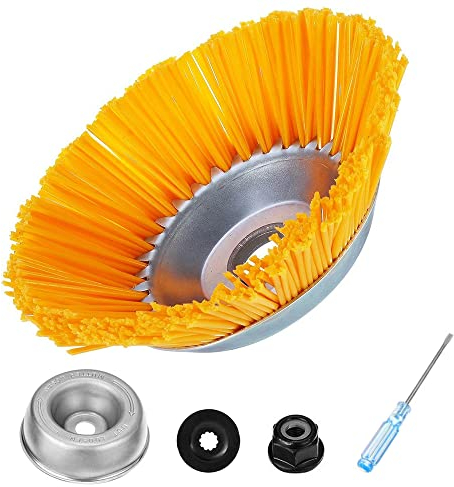 CJBIN Unkrautbürste Freischneider Nylon, 200 mm x 25,4 mm Nylon Unkrautbürste Wildkrautbürste mit Montagezubehör, Nylonbürste Unkrautbürste für Freischneider Rasentrimmer, Motorsense gegen Unkraut