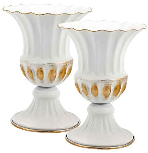 INOOMP 2 Pièces Vase Funeraire pour CimetièRe Vase CimetièRe Exterieur DéCoration De CimetièRe Pot Fleur Haut Centre De Table Fleur Cache Pot sur Pied