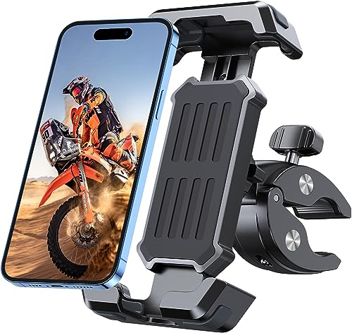 CIRYCASE Porta Cellulare Bici, 3S Installazione & Massima Antivibrazione Porta Telefono Moto, 360° Rotante e Aggiornato Morsetto Attacchi Manubrio Accessori per Moto e Bicicletta per 4.7-6.8” Telefono