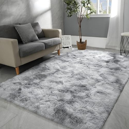 lightlux Teppich Rund-Shaggy Hochflor Teppich für Wohnzimmer Langflor Hochwertig Hohe Pflegeleicht Fadendichte Wasser Indoor Bodenmatte für (Advanced Grey, 60×100cm)