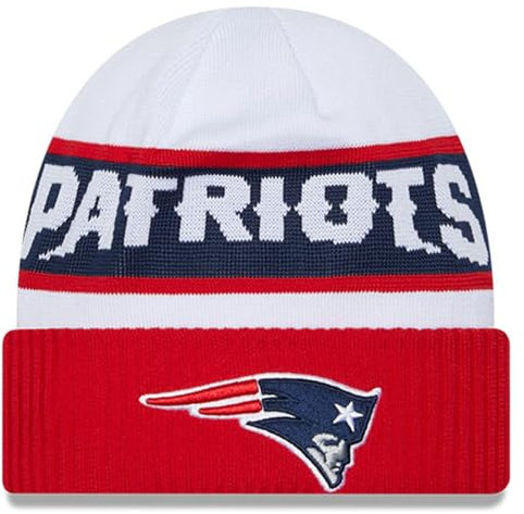 New Era Sideline Tech Strickmütze für Erwachsene, Unisex, offizielles NFL-Team-Farbe, Primär-Logo, kaltes Wetter, New England Patriots, Einheitsgr��e