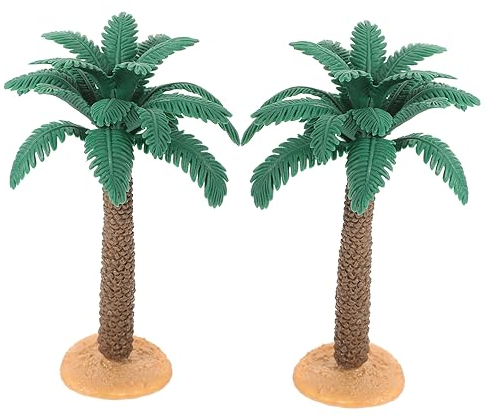 ABOOFAN 2stücke PVC Miniatur Palmenbaum Modell Leichte Künstliche Landschaftsdeko Mit Realistischem Design Für Diorama Mini-Garten Und Modelleisenbahn Langlebige DIY Szene Pflanzen