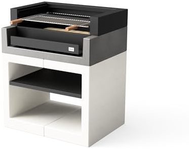 TUOZI - Einbaugrill für Holz und Holzkohle Modell KITAWAY GRILL (Grau/Weiß - 84 x 63 x 101 cm) REF: T00573 - Für den Außenbereich