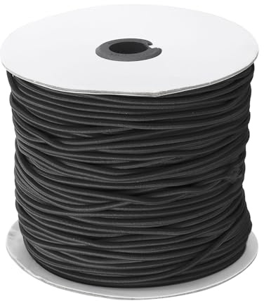 QUARKZMAN 328Ft (100 M) Elastico Corda Elastico Corda 2.5mm Nero Elastico Corda Elastico Corda per Artigianato Fai da Te Cucito Campeggio