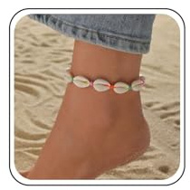 Inateannal Boho Muschel Fußkettchen Armbänder bunte Perlenkette Fußkettchen Muschel Fußkettchen Ozean Kauri Muschel Fußkettchen Seil Muschel Fußkette Fußkettchen Sommer Fußkette Fußschmuck für Frauen
