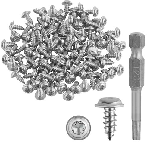100 Pièces Vis Autotaraudeuse Inox et 1 T20 Tournevis Hexagonal, Vis Inox M4*10 MM, Vis m4 à Fleurs de Prunier pour les Produits en Bois, les Appareils électriques et les Machines