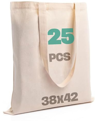 SCANDBAGS – bomullspåse – tillverkad av ekologiskt material – med långa handtag – för tryckning och målning – Oeko-Tex-certifiering – shoppingväska – tygväska – bärväska – som present, Natur (beige),