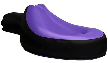 Utomhuscamping Lazy Man Uppblåsbar Fåtölj Lunchpaus Uppblåsbar Soffa Solstol Bärbar Uppblåsbar Soffa Stol Strandloungestol Uppblåsbar utomhussolstol Lämplig for camping och strand(Purple black-L)