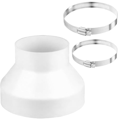 Abluftschlauch Adapter 150 100 mit 2 Edelstahl Schlauchschellen, Rundrohr Adapter für Lüftung Rundrohr Lüftungskanal Universal Reduzierstück Klimaanlage Schlauch Adapter
