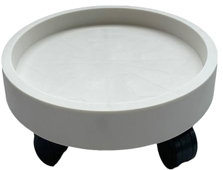 HAOHIZE Support à Plantes avec Roues, Supports à Plantes Roulants Chariot à Plantes en Plastique Rouleaux en Acier pour Plantes en Pot Rond Plateau de Pot de Fleur Amovible pour (40 cm / 15,75 pouces)