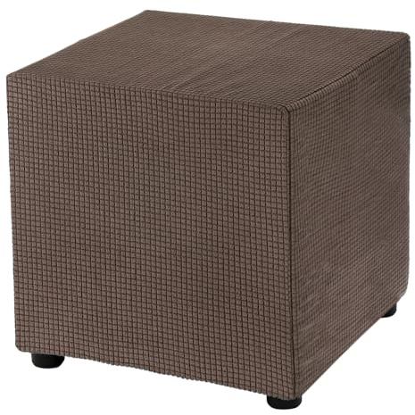 QUARKZMAN Fyrkantigt sittsäcksöverdrag 45,7 x 45,7 x 45,7 cm i Stretch Polyester Tvättbar Elastiskt Överdrag Skydd för Fotstöd för Vardagsrum Sovrum, Brun