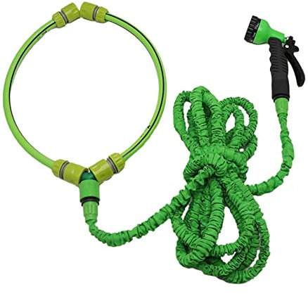 Tubo da giardino espandibile 2 in 1 con tubo magico flessibile per rubinetto esterno miscelatore di temperatura per doccia per cani lavaggio auto e orto