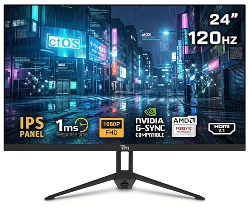 Twisted Minds TM24FHD120IPS 24” Gaming Monitor, 120Hz, 1ms, FHD, IPS Panel, HDMI 2.1 & DP 1.4, Built-in Speakers, Adaptive Sync, Low Blue Light, VESA Mount Compatible