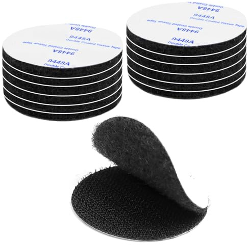 KU Klettband Selbstklebend Extra Stark,12 Stück Klebepads Doppelseitig Klebeband Beidseitig Klett Klebeband Wiederverwendbar Rotundität Tape Selbstklebend 5cm(Schwarz)