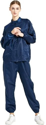 EPA Anti-Static Zippered Coverall Set - Stand Collar Dustproof Work Suit for Cleanroom,ESD Protective Clothing Men Women (Navy,3x_l)