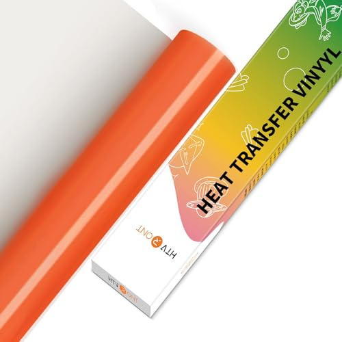 HTVRONT HTV Vinyl Rolls Heat Transfer Vinyl - 12 x 5ft Orange HTV Vinyl for Shirts, Iron on Vinyl for All Cutter Machine - Easy to Cut & Weed for Heat Vinyl Design (Orange)