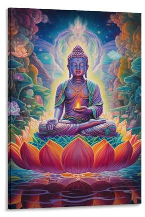 IEJKLUVWX Buddha Wandbild Leinwand Gemälde Wand-DekoRatteteionen Poster Leinwanddrucke Kunstwerk Für Schlafzimmer Wohnzimmer Dekor 12x18inch(30x45cm)