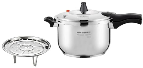 VITASUNHOW Edelstahl-Drucktopf 304 mit Sicherheitssystem - Für Induktion, Gas & Alle Herdarten - Professionell & Haushaltsgebrauch (11 Liter)
