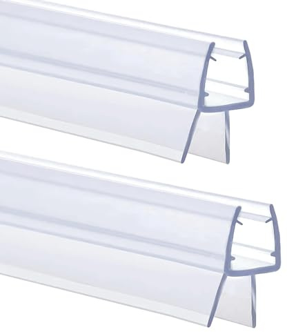 Duschtür Dichtung 2x 80cm Ersatzdichtung für 6mm 7mm 8mm gerade Glastür Stärken,Wasserabweisende Duschdichtung mit verlängerten Gummilippen für Badewanne, transparente Dusche, Glastür