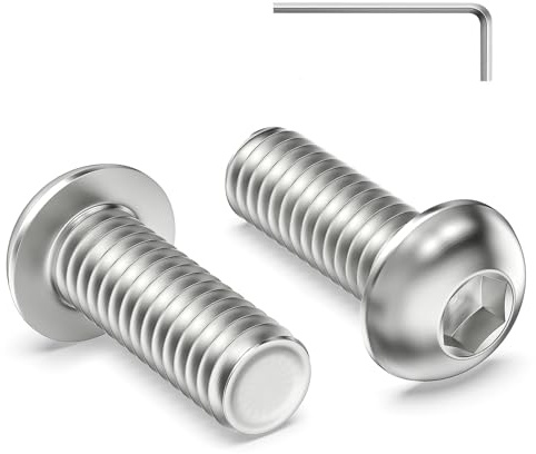Zuyya 60 Stück M6 x 16 mm Linsenkopfschrauben Innensechskant Flachkopfschrauben M6 Edelstahlschrauben Vollgewinde Halbrundkopfschrauben mit Innensechskantschlussel