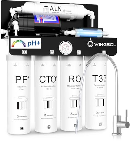 WINGSOL Reverse Osmosis Water Filter, Mineral Alkaline UV Space-Saving Tankless RO System, Remineralize pH+ 12-Layer Filtration Under Sink, NSF/ANSI 42&53&58 Certified, Plug-in Required