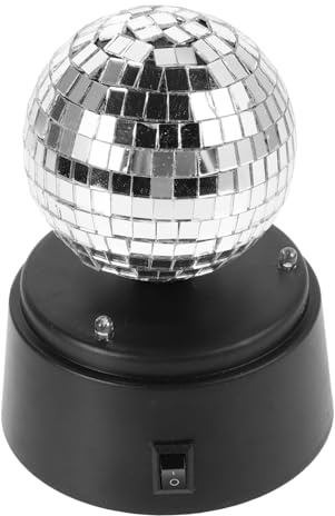 ELAYARD Lampe Stroboscopique de Table Argentée Boule Disco Rotative et Miroir en Verre, Effet Lumineux Éblouissant, Facile à Nettoyer, pour Bars et Pièces Privées