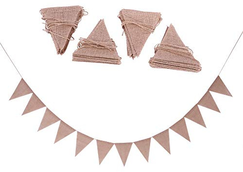 Wimpelkette aus Leinen mit 48 Flaggen, für Hochzeit, Party, Urlaub, Feier, DIY-Dekoration
