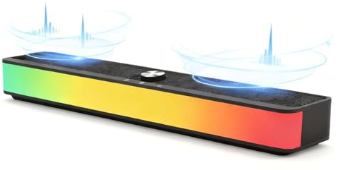 Altavoces RGB Para Ordenador,Barra De Sonido Inteligente RGB Para Ordenador | Altavoz Inalámbrico Portátil para PC Juegos y Televisión - Para Hogar Escritorio Fiesta Navidad Habitación Patio Coche Tel