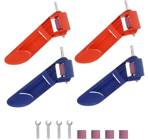SEWACC Afilador de Brocas Portátil 4 Piezas Piedra de Amolar Amoladora Multifuncional para Taladro Lijadora Compacta para Bricolaje y Reparaciones Herramienta Eléctrica Azul y Naranja