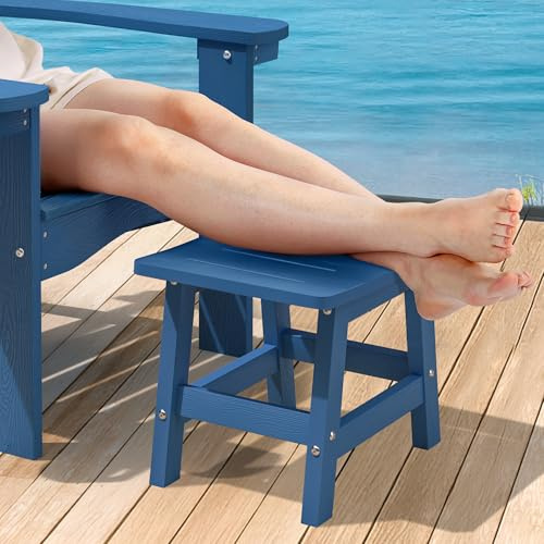 LUE BONA Adirondack Gartenhocker aus HDPS, Outdoor Fußbank für Gartenstuhl, Allwetter Fußschemel, Marineblau