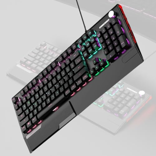 NONGYU Clavier mécanique ergonomique de taille complète 104 touches avec repose-poignet intégré, éclairage RVB, fonctionnement silencieux, clavier confortable pour taper RVB