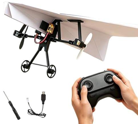 Générique Fjärrstyrt pappersflygplan - flygplansleksak med gyroskopstabilisator, elektriskt fjärrstyrt flygplan, perfekt för pojkar, flickor, park, , camping, skola, födelsedag, trädgård