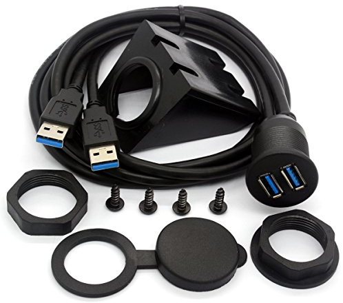 USB 3.0 Flush Mount Kabel, Dual USB Flush Dash Panel Mount Kabel männlich zu weiblich Verlängerung Code für Auto LKW Boot Motorrad Armaturenbrett (1m/3ft)
