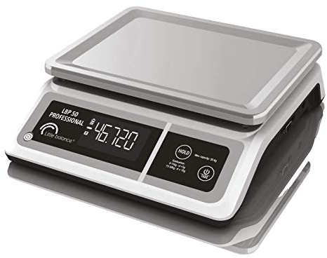 LITTLE BALANCE 8213 LBP 50 Professional - Balance professionnelle - 50 kg / 5g - Fonctionne sur batterie, sans piles, Blc/Noir/Inox