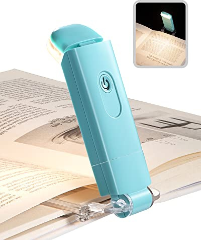 DEWENWILS USB Rechargeable Book Light for Reading in Bed, LED Book Reading Lights with Clip, Perfect for Bookworms, Kids, Warm White, Brightness Adjustable (Blue)