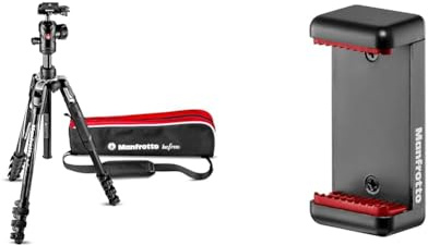 Manfrotto Befree Advanced Treppiede con Chiusura a Leva & MCLAMP, Morsetto Universale per Smartphone con Attacchi con Filettatura